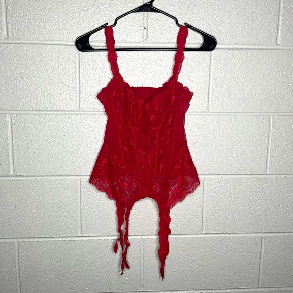 Victoria's Secret Other - < Vintage Victoria’s Secret Red Lace Corset With Garter Straps >
